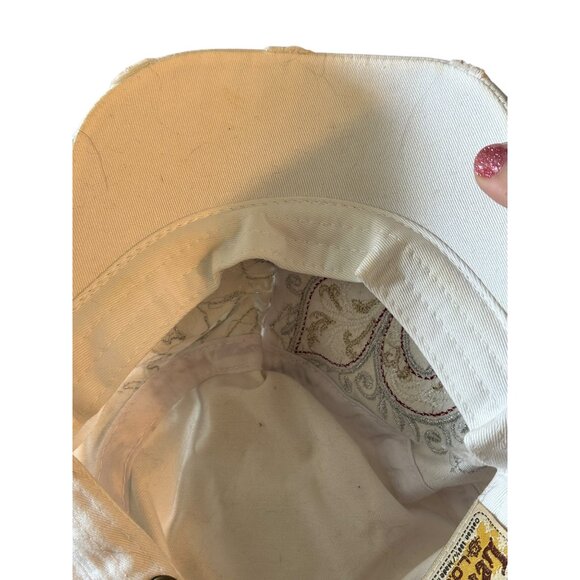 Leader Logo Distressed White Cotton Embroidered Adjustable Cap With Red & Black - Picture 7 of 7